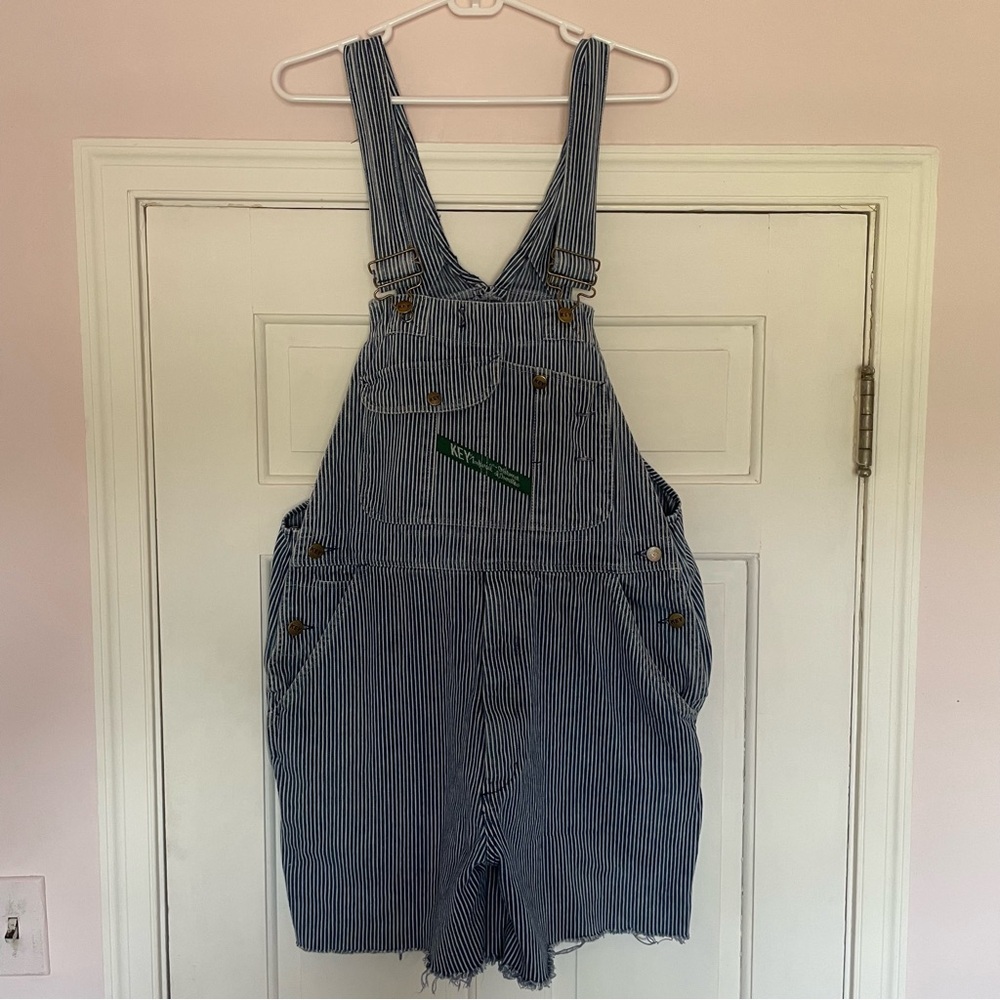 Key Imperial Pin Stripe Cut Off Overall Shorts Waist 36 Women's Large
